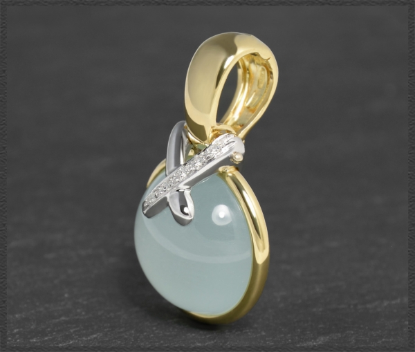 Diamant & Jade 750 Gold Anhänger, 20mm Jade